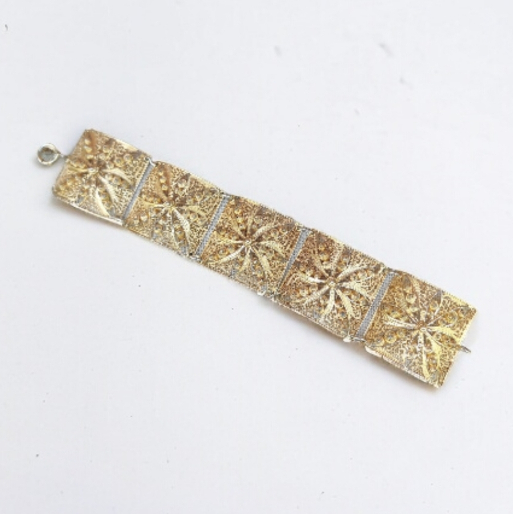 Antique 1920s French Sterling Intrinsic Filigree Bracelet View 2